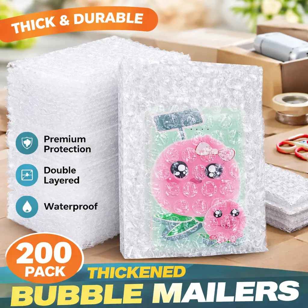200 Pcs 4"x6" Bubble Pouches - Double-Walled Cushioning Shipping Bags, Thick Shockproof Foam, Self-Sealing for Kitchen Fragile Item Storage & Moving Protection, Quantity Per Pack": "200 Pcs