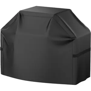 Grill Cover, 58 inch BBQ Gas Grill Cover for Outdoor Grill, , Anti-UV, -Proof, Fade Resistant Material, Barbecue Cover with Hook-and-Loop Straps & Adjustable Hem Drawstring, Black