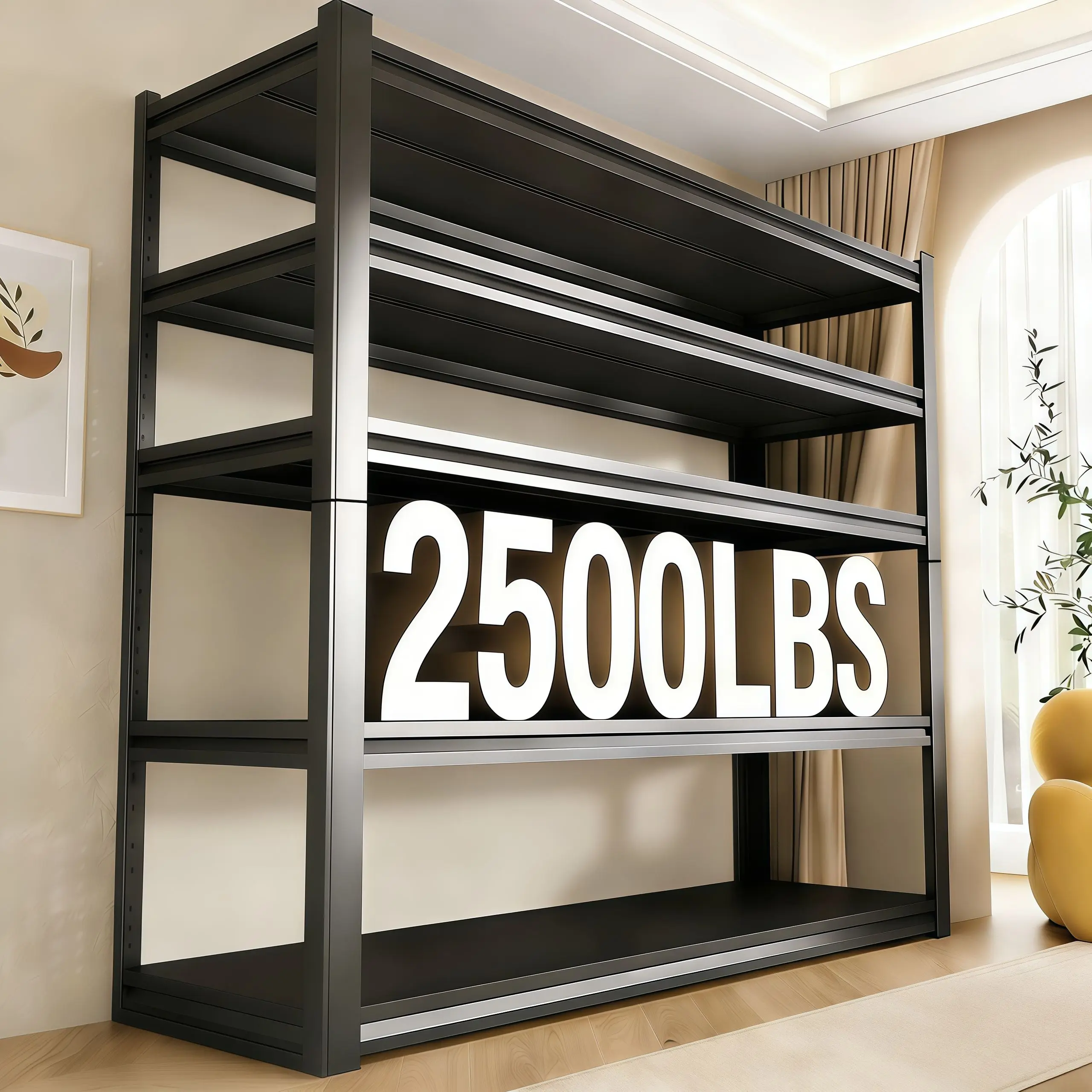 77.4"H Heavy-Duty 5-Tier Adjustable Metal Shelving Unit, Versatile Floor-Standing Storage Rack, Ideal for Garages, Basements, and Kitchens Steel Installation Industrial Tool