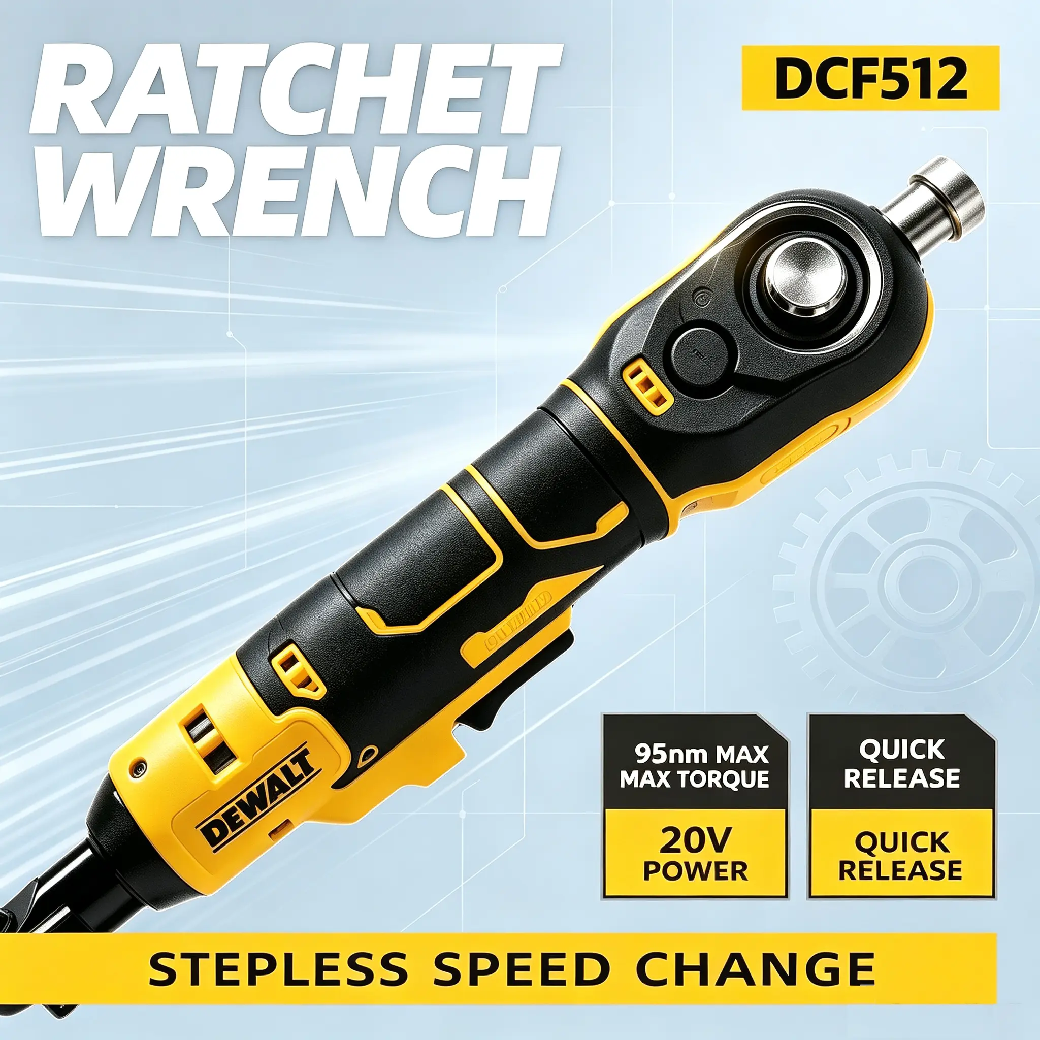 DEWALT 20V Cordless Brushless Right Angle Ratchet Wrench (DCF512) - Variable Speed, LED Light, for Auto Repair & Tight Space Work rapid charger