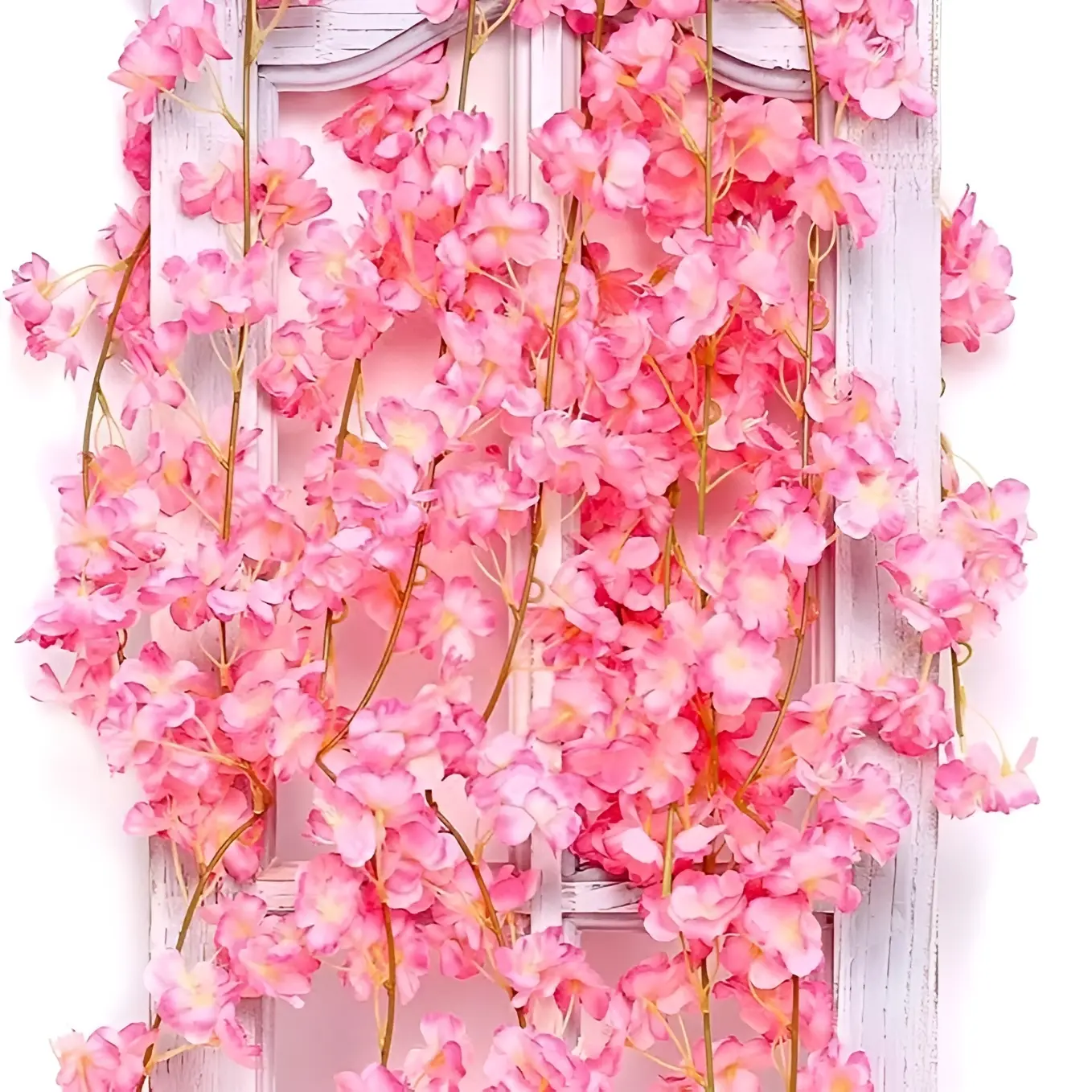 6 Piece Artificial Cherry Blossom Vine, 70 Inch Decorative Fake Flower Wall Decor, 135 Pieces Wedding Decoration, Home Garden Party Scene Setup