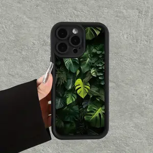 Creative Green Plant Simple Style Pattern Shockproof Phone Case, Suitable for iPhone 17 Air/16 Plus/15 Pro Max/14 Pro/13/12/11/XS Max/X Phone Case, Ideal Gift for Family, Friends, Lovers, Girlfriends on Holidays TY205