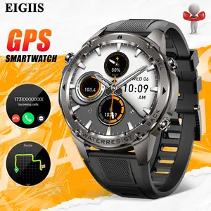 Smartwatch with AMOLED Screen Compass 5ATM Wateproof Outdoor Smart Watch with Muilt-Sport Modes Wireless Phone Calls 500mAh Battery Ditital Watch with Music Playback Weather Forecast