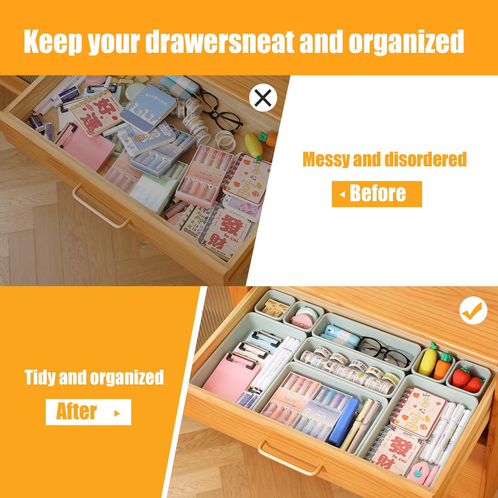16-Piece Plastic Drawer Organizers Set 4 Sizes Versatile Storage Bins for Bathroom Kitchen Makeup Office Supplies Lightweight Sturdy Bakeware Ideal for Various Needs 16-Piece Plastic Drawer Organizers Set 4 Sizes Versatile Storage Bins for Bathroom Kitchen Makeup Office Supplies Lightweight Sturdy Bakeware Ideal for Various Needs