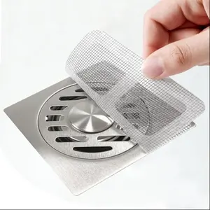 Disposable Self-Adhesive Square Drain Cover, Prevents Clogs, Debris, Bugs, and Hair, Effective Sink Filter Mesh for Bathrooms & Kitchens Accessories, Clog Prevention, Square Format