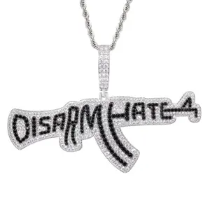 UCCIYO Gun Pendant 【#CMP591】Lab-Created Moissanite Pendant Copper Moissanite Pendant Necklace for Women Men Hip Hop Jewelry Gift