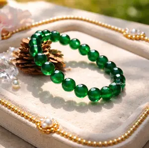 AAA+ Natural Emerald Crystal Bracelet 8MM Green Gemstone Healing Reiki Jewelry Gift