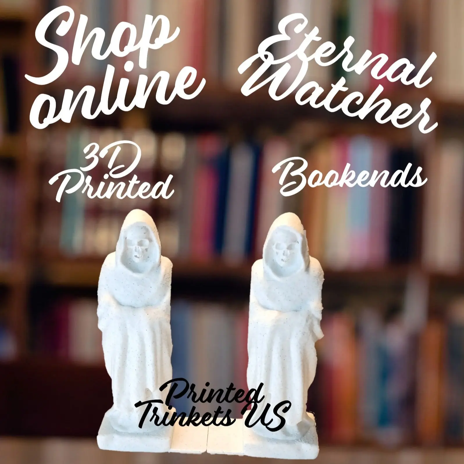 3D Printed Gothic Fantasy Eternal Watcher Bookends - PLA Plastic, Dark Aesthetic, Eco-Friendly, Durable Desk Organizer for Office Stationery