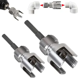 Pipe Threading Tool Kit with Internal & External Threader, 1/2"+ 3/4" Pipe Sizes,Pipe Thread  Tool, Electric Drill Compatible PVC Pipe Threader Kit, Pipe Sizes Rethreading Tool