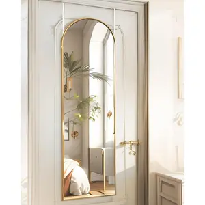 Full length mirror over the door 14x 48 arched vertical wall mirror for full body hanging door mirror gold
