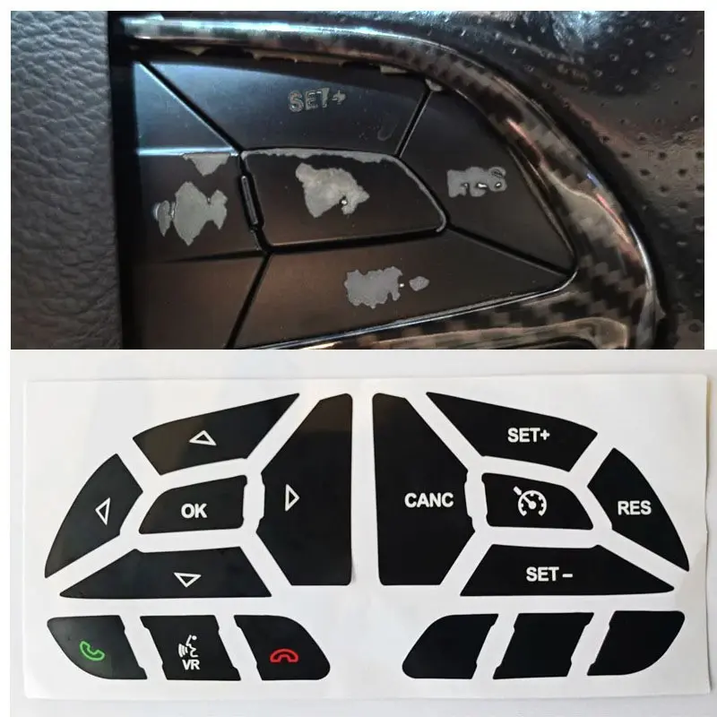 Dodge Car Interior Accessories PVC Steering Wheel Control Button Repair Sticker Decal, Durable Anti-Scratch Design Fits Models 2016-2022, Interior Stickers, Sticker For Cars, Vehicle Accessories