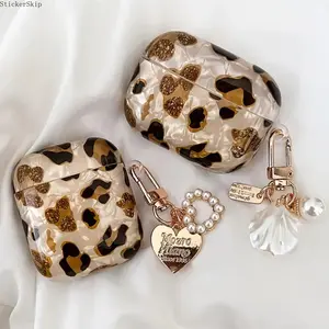2026 Leopard Print AirPods Case – Fashion Chain Keychain Protective Cover, Cute Animal Print Shockproof Earbuds Case, Anti-Drop Durable Accessory for AirPods 1/2/Pro