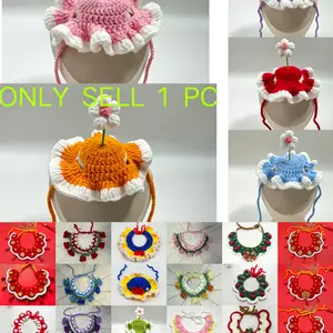 Cute Knitted Flower Hat for Cats & Small Dogs, Handmade Pet Headwear for Daily Wear & Photoshoot 