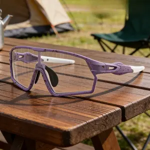 Photochromic Cycling Sunglasses Windproof UV Protection Sport Eyewear for Driving Outdoor Riding Lightweight Adaptive Lens Glasses