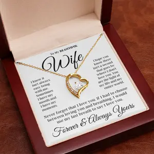 To My Wife - Love Heart Necklace, Anniversary, Wife Gift Idea, Personalized Gift For Wife, Birthday Gift For Wife, From Husband