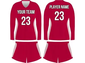 SGS Custom Best Choice Adult Youth Short Sleeve Volleyball Reversible Uniform Red Plain Design Moisture-Wicking Technology Team Name Player Name 23 Summer Wear Poly-Mesh Material Full Customization Available