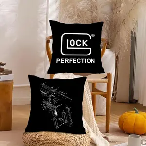 Cool G-GloCkS H-Handgun Cushion Cover Soft Short Plush Fabric Double-Sided Print Organic Breathable Sofa Pillow Case, Home Machine Washable in Warm Winter Perfect for Home Decor Bedroom Decorative Accessories Home Child Gift