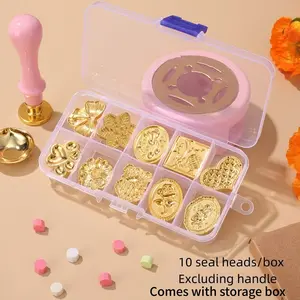 Vintage Wax Seal Stamp Heads, Set of 10 for Decorating Envelopes, Ideal for Weddings & Greetings, Enhance Your Stationery Collection