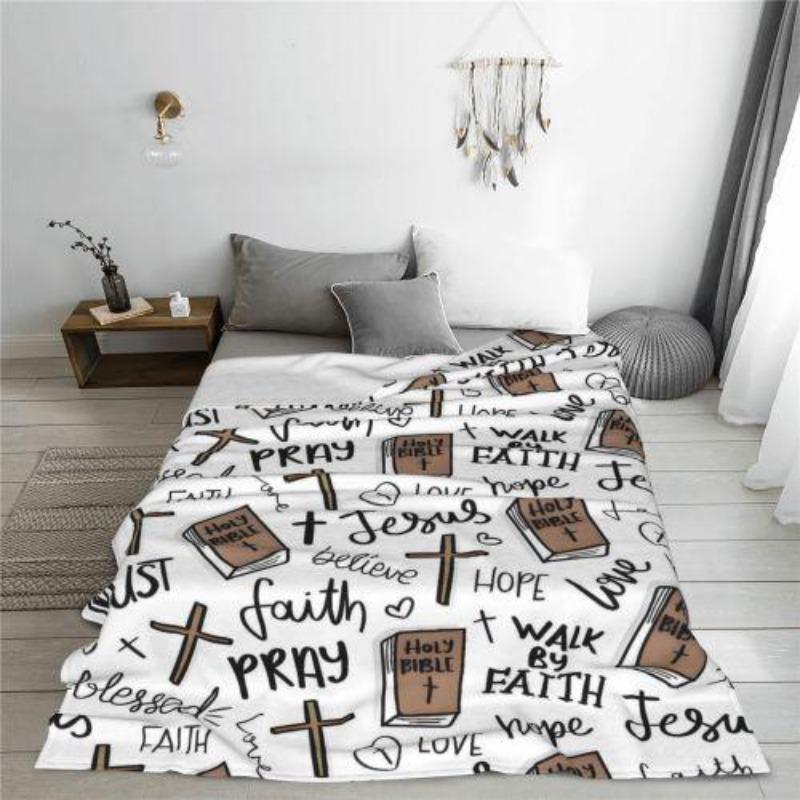 Super Soft Christian Bible Jesus Throw Blanket  Soft Funny Throw Blanket Cozy Lightweight Plush Portable Cover Blanket For Sofa,Warm Gift For Birthday,Christmas,Multiple Blankets
