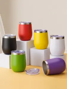 LMMAKE 12Oz Insulated Wine Tumbler With Lid Double Wall Vacuum Stainless Steel Stemless Cup For Champaign Beer Coffee Mug Sweat-Free BPA-Free Lid 304 18/8 Food Grade Shatterproof Dishwasher Safe