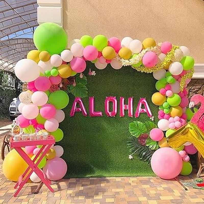 AcnA Hawaiian Party Decorations, Hawaii Balloons Decorations with Huge Flamingo Balloons,  Balloons Banner, Hawaiian Balloons for Aloha Hawaiin Theme Party Decorations Luau Beach Summer Birthday
