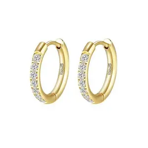 Stately Steel Stainless Steel Tube CZ Hoop Earrings