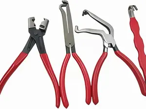4 Pcs Electrical Disconnect Pliers Set – Connector, Fuel Line, Hose & Clip Removal Tools for Automotive Repair (Red)