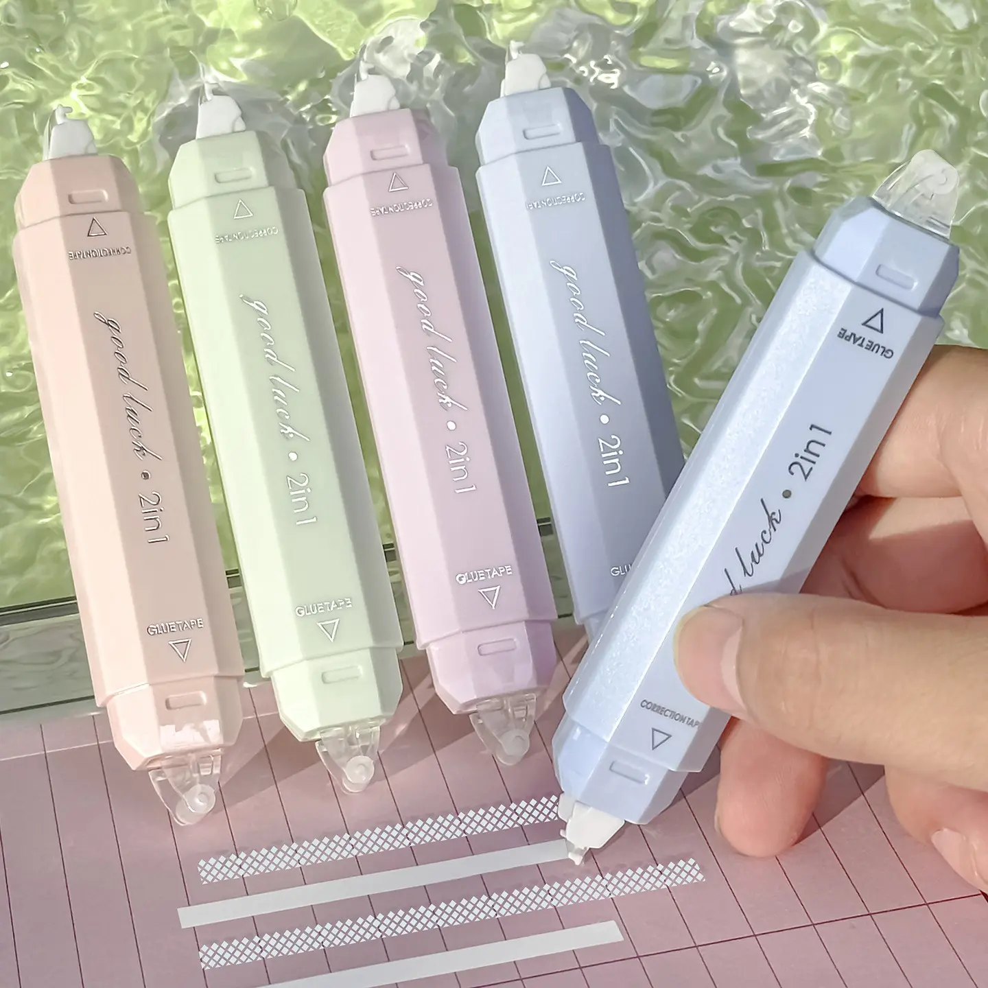 Set of 4 Correction Tape Pencils, Dual-Head Design, Smooth Correction, Simple Style, Plastic Material, Ideal for Students & Office Use