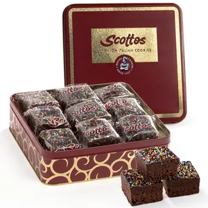 Scotto's Cookies Bakery Fresh Favorites - Chocolate Brownies Individually Wrapped covered with Chocolate Icing and/or Non Pareils Pack of 9 - Birthday Treats, Thank You, Care Package, July 4th Gift Baskets Food