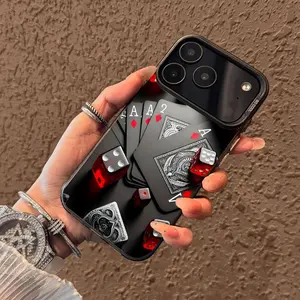 Dark Poker Pattern Case for iPhone 17 Pro Max 17 Air 16/15/14/13/12/11 Pro Max XR XS E Plus Retro High-end Shockproof Drop Screen Protection Cute Durable PC Smartphone Cover