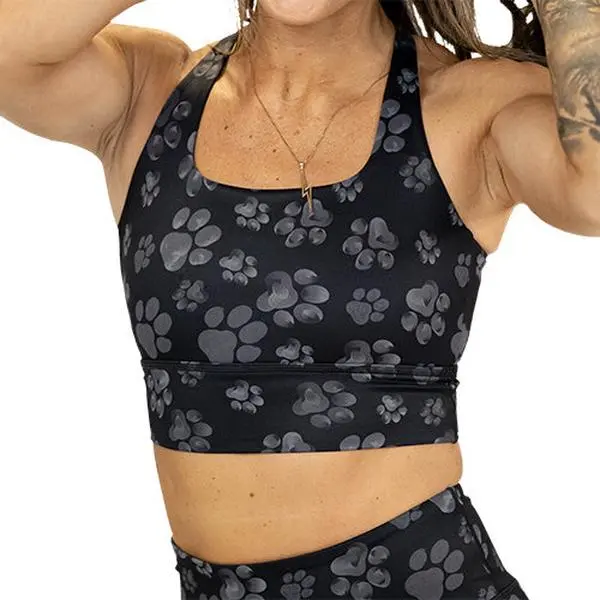 CVG Longline Bra Paws Off Shadow Spandex Leggings Top Womenswear, Gym Clothes Workout, Yoga Sports Bra, Comfy Bras