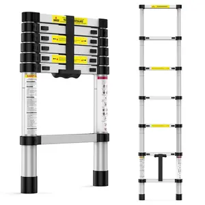 【GARVEE】Aluminum Telescoping Ladders - Portable, Multi-Purpose Folding and Collapsible Extension Ladders with Non-Slip Feet and Locking Mechanism, Ideal for Home, RV, Loft, and Outdoor Work, Available in 6.6FT and 12.5FT