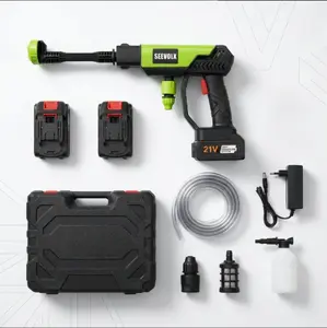 SEEVOLX 21V Cordless Pressure Washer Kit, Portable High-Pressure Power Cleaner with Battery & Charger for Car, Garden, Patio, Fence Cleaning