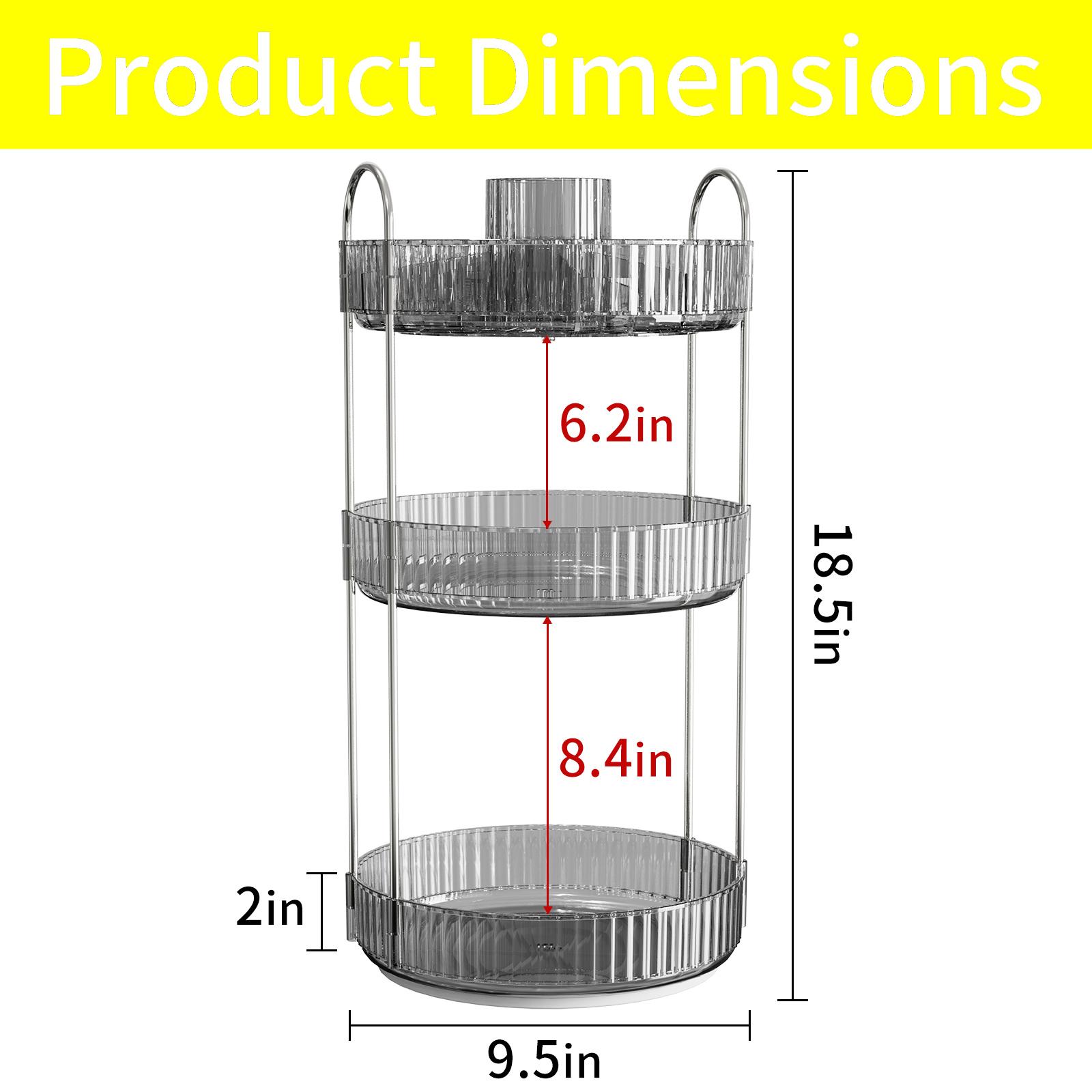Rotating Makeup Organizer 360° Spins Easily & Sturdy 3-Tier Storage for Cosmetics and Skincare with High-Transparency PET Shelves and Powder-Coated Steel Frame