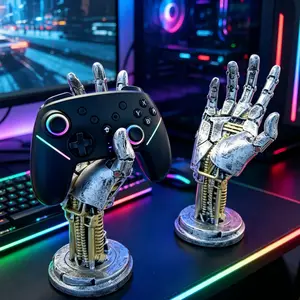 Cyberpunk Mechanical Hand Game Controller Stand, Gaming Desktop Organizer, Universal Controller Holder, Perfect Gift for Men Gamers