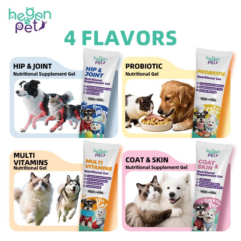 Hegenpet Concentrated Energy Supplement Paste (4Flavors) Premium Nutritional Gel for Picky Eaters - BoostImmunity & Vitality for Dogs & Cats