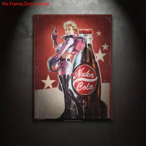 1 Piece/Set Frameless Canvas Painting Print Poster,Classic Retro-futurism Pin-up Pop Art,Western Wall Art,Fallout Nuka Cola,Gift for Video Game Lovers,Gift for Bedroom,Bathroom,Office,Living Room,Kitchen,Mural,Wall Decoration,Room Decor