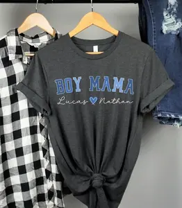 Custom Boy Mama Shirt, Personalized Mama T-shirt, Custom Mama Shirt, Gift For Moms, Mama Gift
