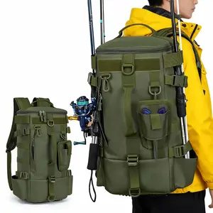 Multi-Purpose Fishing Backpack, Large Capacity for Fishing, Travel, and Picnic Adventures, Military Green Lightweight Pack for Fishing Gear, A Great Helper for Fishing, Hiking and Other Outdoor Sports