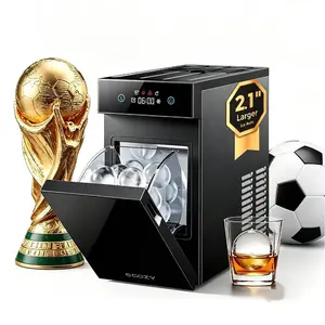 ecozy 2.1" Clear Ice Ball Maker, 1 pcs in 30 Mins, 48 pcs/Day, Small Footprint Sphere Ice Machine with 8H Timer, CrystalFlux Technology, Self-Cleaning, Automatic Round Ice Ball Maker for Home Bar Whiskey & Bourbon