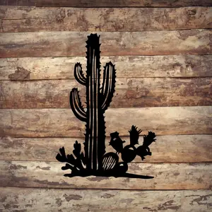 1 Piece Retro Ironwork Cactus Metal Wall Decor Art Wall Decoration - Desert-Themed Silhouette Wall Art, Country Style Home Accent for Small Spaces and Corners, Perfect Christmas Gift for Cactus Enthusiasts