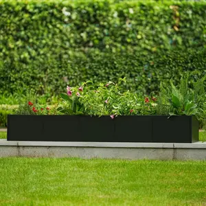 GAOMON Extra Long Metal Planter Box with Drainage Holes, 68"X18"X12" Commercial & Home Outdoor Raised Garden Bed, Heavy Duty Steel Rectangular Planter, Snap-on Assembly