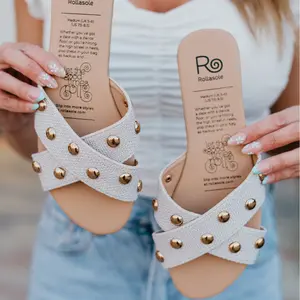 Cream studded sandal for women- Charmed