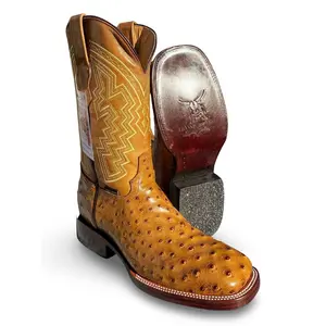 Franko Boots Mens Bulldog Grabado Avestruz Miel