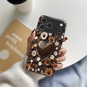 Vintage Chocolate Heart & Floral Art Phone Case |  2D patterns Look Matte Smooth Cover | [iPhone & Samsung] 952