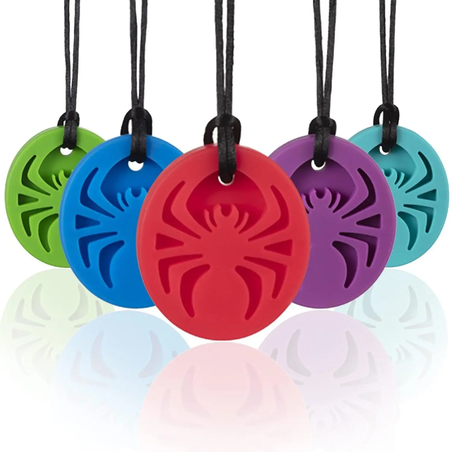 BY-FAN17 Spider Sensory Chew Necklaces, 5 Pack Sensory Chewy Necklace  for Autistic Children and Adults, Designed for Chewing, Autism, Autism Sensory Teether
