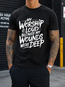 My Worship Is Loud Because My Wounds Were Deep Christian Graphic Tee Vintage Washed Cotton T Shirt For Men Women Faith Based Tee