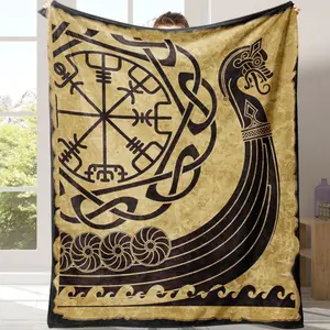 Viking Runes Pattern Blanket, Soft Warm Throw Blanket, Air-conditioned Room Blanket, Warm Nap Blanket for Home Office Travel Camping