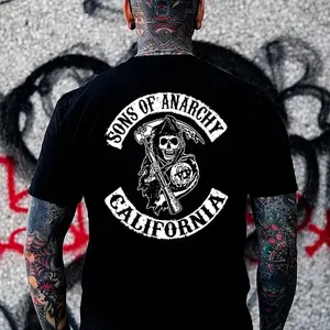 Sons Of Anarchy California Printed Men's T-shirt, Top Menswear, Cotton Tee, Sweatshirt, Menswear, Tops,Gift for Husband, Machine Washable, Perfect for Parties & Outdoor Events, Funny T Shirts Crewneck