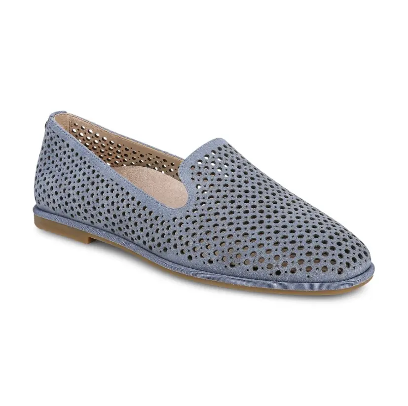 VIONIC Willa 2.0 Perf Slip on Flat - Pacific Blue Suede